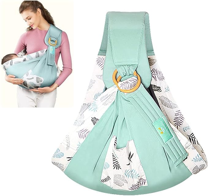 Baby Sling Carrier, Adjustable One Shoulder Labor-Saving Baby Holder Carrier, Baby Mesh Half Wrapped Sling Hip Carrier for Newborn to Toddler（Light Green-image-41