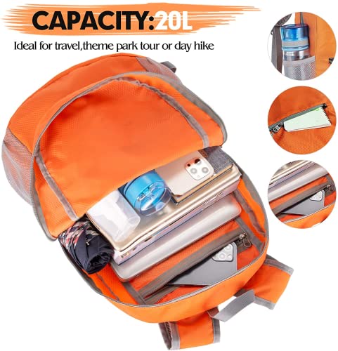 Mochila Ligera para Senderismo Resistente al Agua Naranja miniatura 5