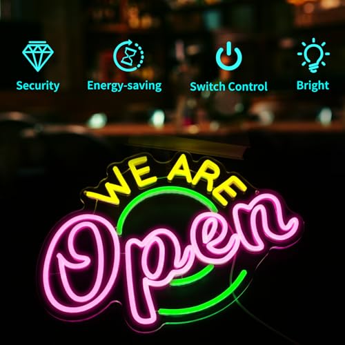 Image of Neon Sign, HSJNJKFU Open Neon Signs for Wall Decor We are Open Led Light for Bar Beer Signs Shop Restaurant Light up Signs for Man Cave - LED Neon USB Powered