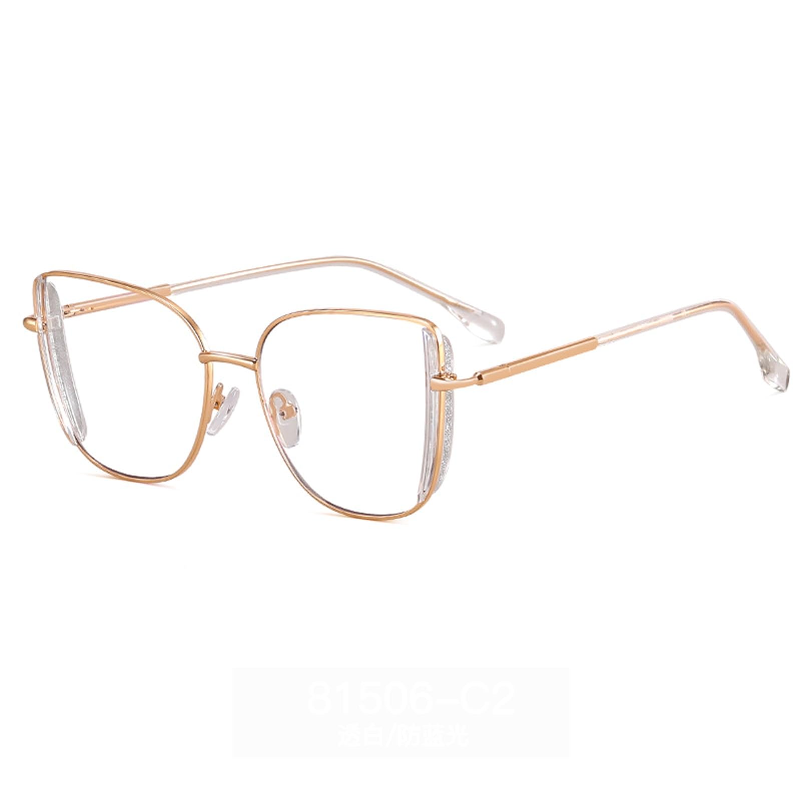 Monturas de Gafas Gafas de Lectura de 140 mm Gafas | Gafas de luz azul TR Patillas curvas poligonales Almohadillas nasales reemplazables Elegantes(C2 White)