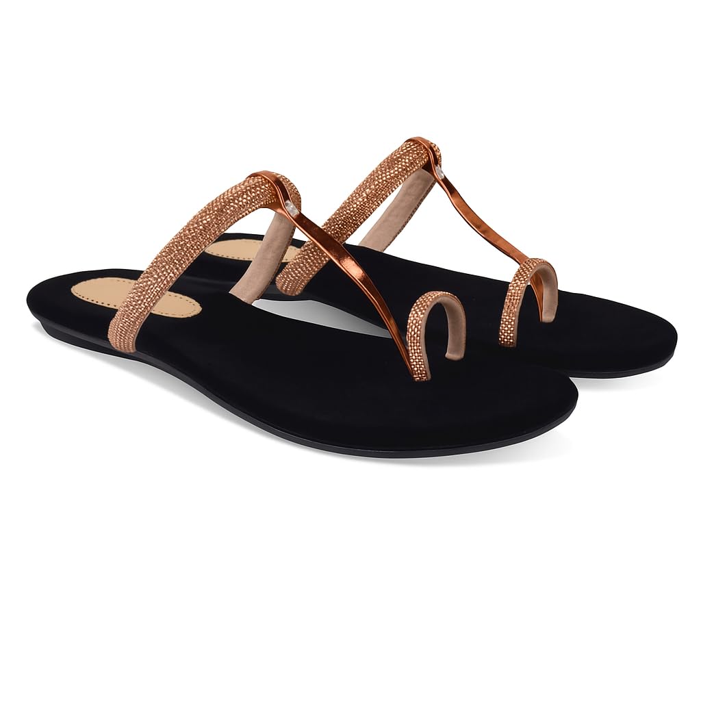 sukart Women's Rhinestone Strappy Sandals, Black and Gold, Flat Casual Summer Footwear with Crystal Embellishments-picture-0