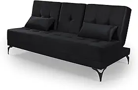 Sofá Cama Solteiro Colorado Reclinável 3 Posições Tecido Suede (Preto)