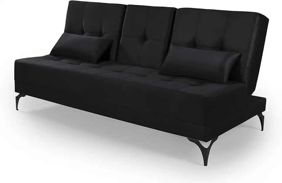 Sofá Cama Solteiro Colorado Reclinável 3 Posições Tecido Suede (Preto)