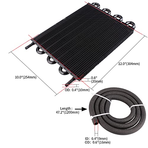 image for WOOTON 8 Rows Transmission Oil Cooler,Universal 8 Pass Aluminum Remote