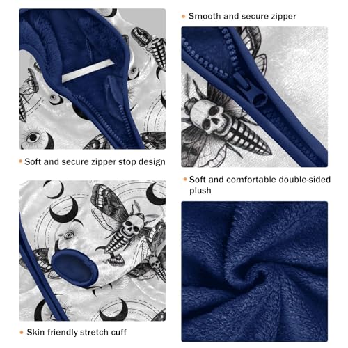 Skulls Moth Boy Comfy Warm Fleece Jacket with Polar Fleece Lining 3T3