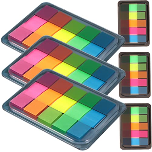 JEWEDECO 6 Boxes of Fluorescent Sticky Page Markers Highlight Strips for Reading Portable Index Tags for Office and School Use