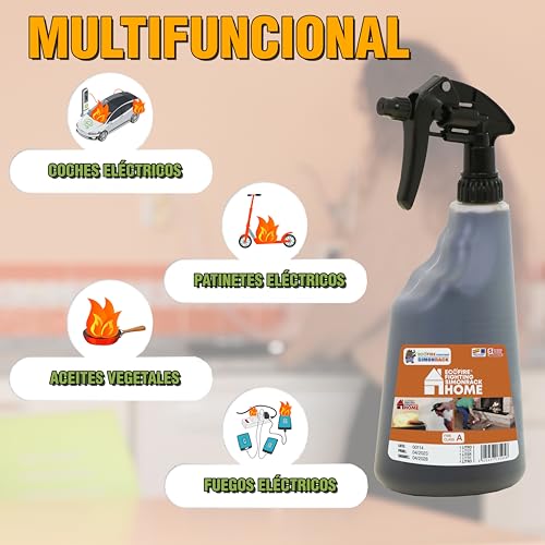 Miniatura 10 de Ecofire Fighting Equipo Extinción De Fuegos Abcdk, Hogar 1 Litro, Apaga Fuegos Baterías Litio, Ecológico