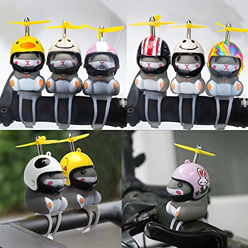 Image of wonuu Duck Bike Bell with Light and Helmet Cute Hamster Bicycle Horn, Dashboard Decoration Hamster Toy Motorcycle Bike Bells Rubber Duck Car Dashboard Decorations (Rainbow-Hamster)