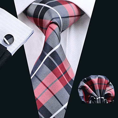 Set para hombre corbata y tirantes de seda rojo miniatura 2