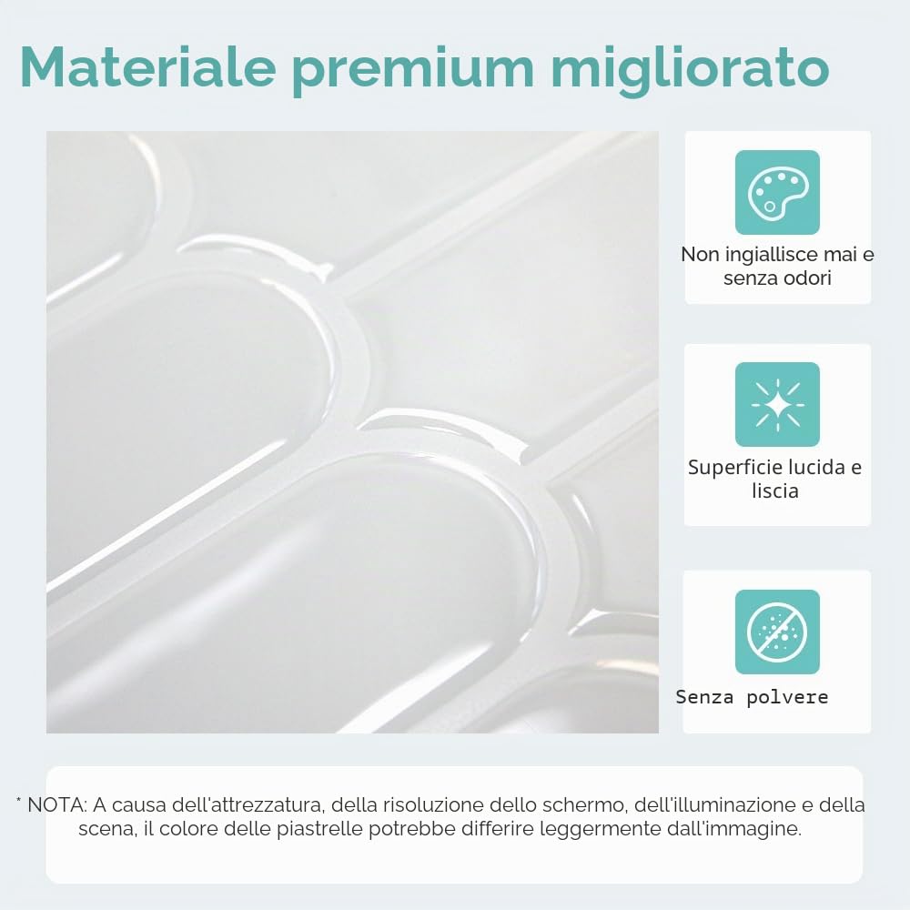 Commomy Più Spessi Piastrelle adesive Cucina,10 pezzi,30,5 x 30,5 cm | Bianco Paraschizzi Mattonelle Adesivi Cucina Bagno Vinile 3D Metro, Mattonelle Decorative 3D per Parete Impermeabili