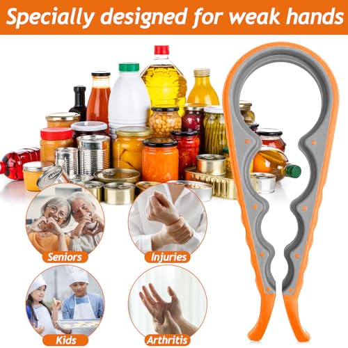 Image of 4 in 1 Jar Opener Multi-Function Bottle Opener Non Slip Remover Tool for Seniors with Arthritis and Anyone with Low Strength(Orange Grey)
