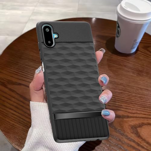 Image of Pikkme Back Cover for Samsung Galaxy F06 5G / Samsung Galaxy M06 5G Camera Protection 3D Hexa Cube Design Silicone Protective Bumper Case (Black)