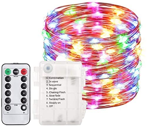 Image of LTETTES 5 Meter 50 LED 4 RGB Color Copper Wire Battery Powered Remote Control Fairy String Led Lights for Home, Bedroom Decoration, Wedding, Christmas Tree Lights