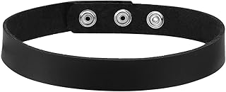 Collar de gargantilla punk para mujer, estilo gótico, con remaches, de piel auténtica, color negro