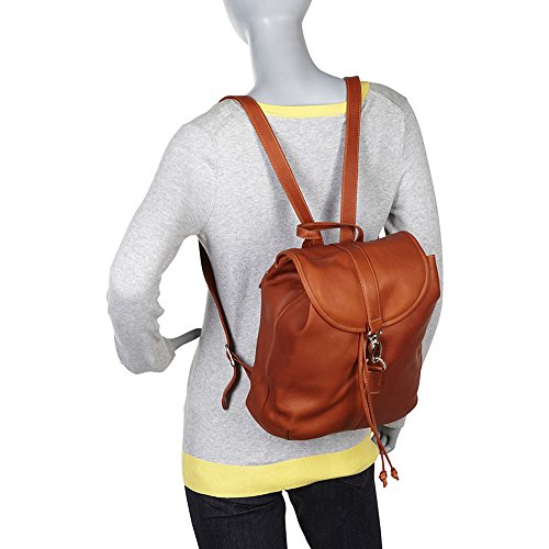 Piel Leather Medium Drawstring Backpack, Saddle, One Size #TOP4