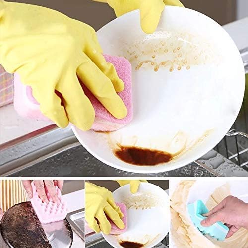 RRJ Multi Use Cleaning Sponges | Non Scratch Sponge | Dish Cleaning Scrubbing | for Kitchen/Bathroom/Car | Household Cleaning Supplies | Utensil Washing Cloth Pad (Pack of 3 PCs,Multicolor) 2