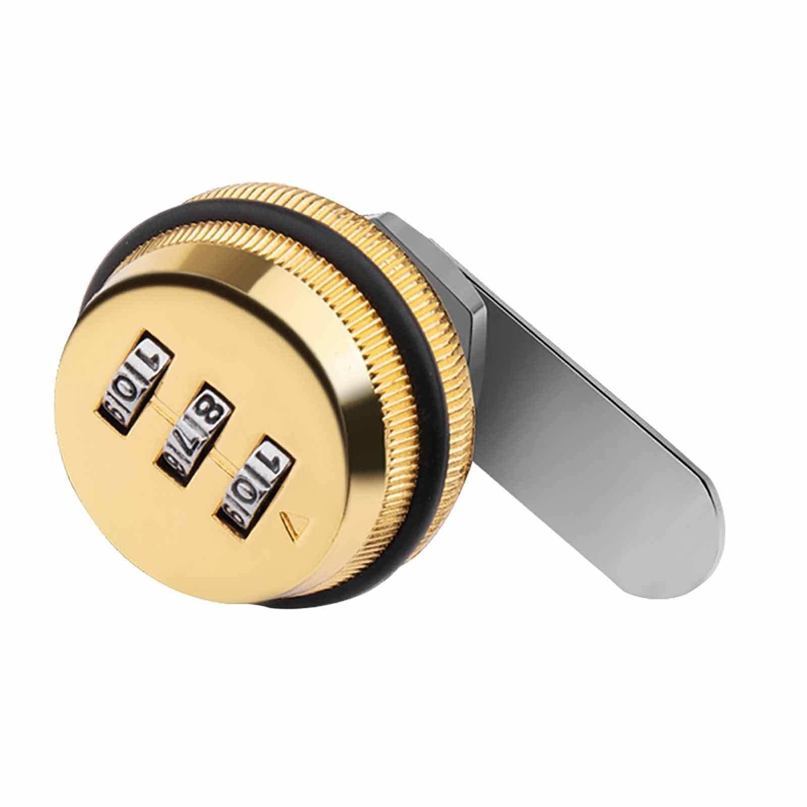 Door Lever Zinc Alloy Door Lock with Combination 3 Digit Dial Type Door Locks Drawer Lock 30mm-Gold