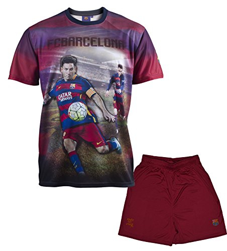 Fc Barcelone Ensemble Maillot + short Barça - Lionel MESSI - Collection officielle Taille enfant garçon 14 ans