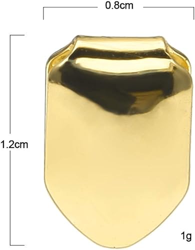 Miniatura 3 de TCOTBE 2 piezas de dientes chapados en oro de 14 quilates, dientes de hip hop lisos, tapa de parrilla individual de diente superior para boca de