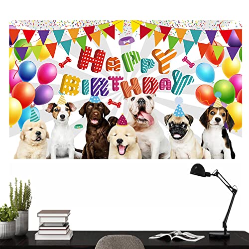 Cenário de aniversário de cachorro - Filhote de cachorro feliz aniversário banner de fundo - Cabine