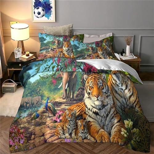 Housse de couette loup 200x200 parure de lit microfibre effet 3D
