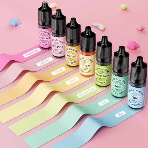 Image of Cherrysea Food Coloring for Cake Decorating Macaron Edible Food Dye for Baking Royal Icing Cookie Supplies Gluten Free 7x12ml Food Grade Liquid Food Color Kits, 0.4 Fl. Oz /Bottles