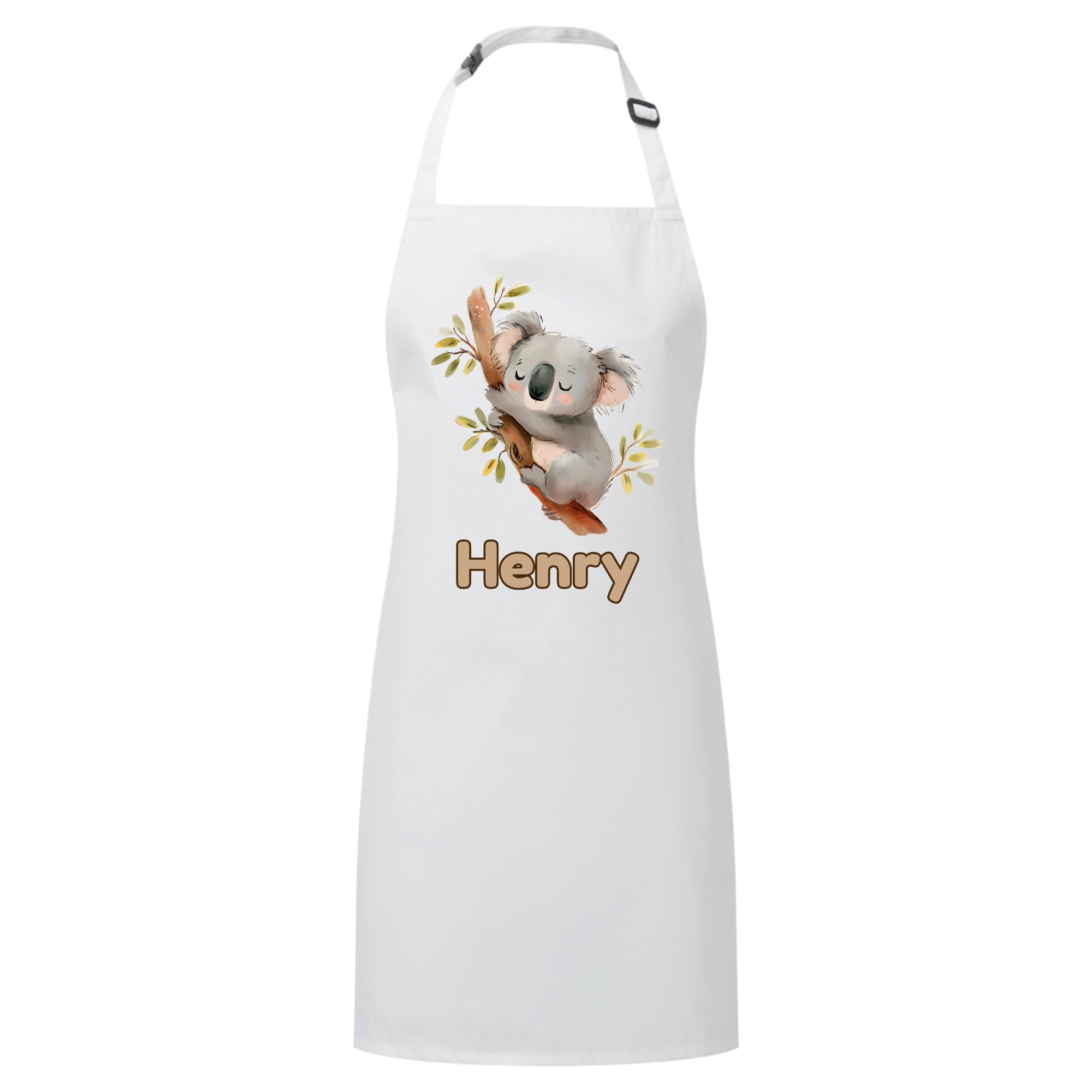 PIXPRINT Personalised Any Name Koala Waterproof Kids Apron. Craft, Bake, Cook. Boy, Girl, Unisex. Gift