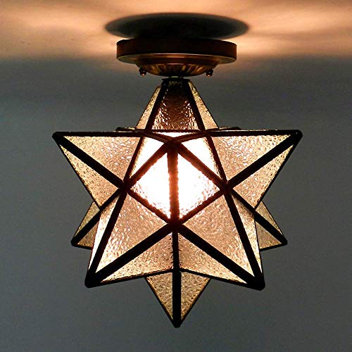 Lustre en fer forgé géométrique durable style loft industriel | Lampe LED jaune