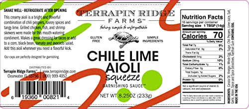 Terrapin Ridge Farms Chile Lime Aioli Garnishing Sauce – Two 8.25 Ounce Squeeze Bottles