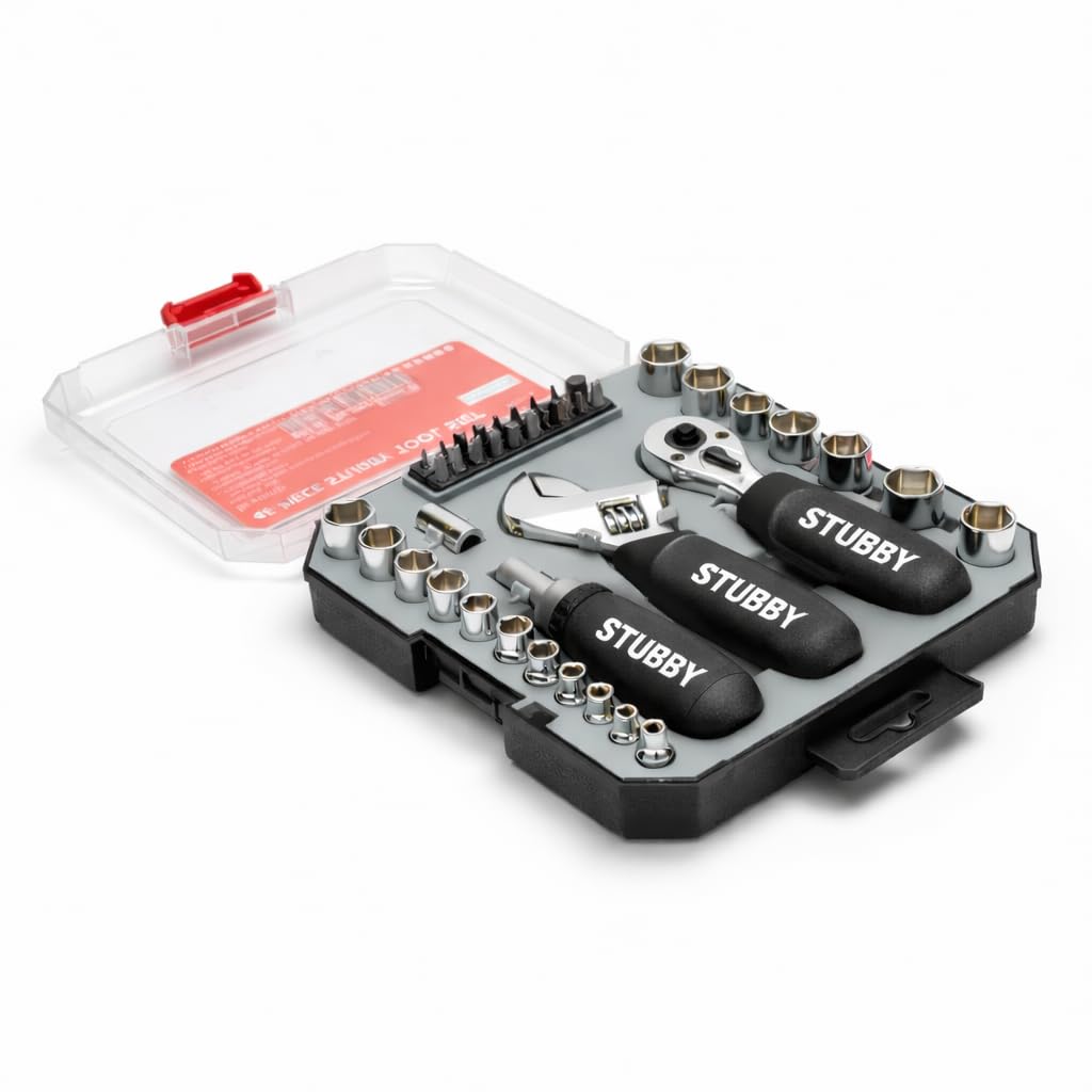 46-Piece 1/4 in. & 3/8 in. Dual-Drive Stubby Ratchet & Socket Set