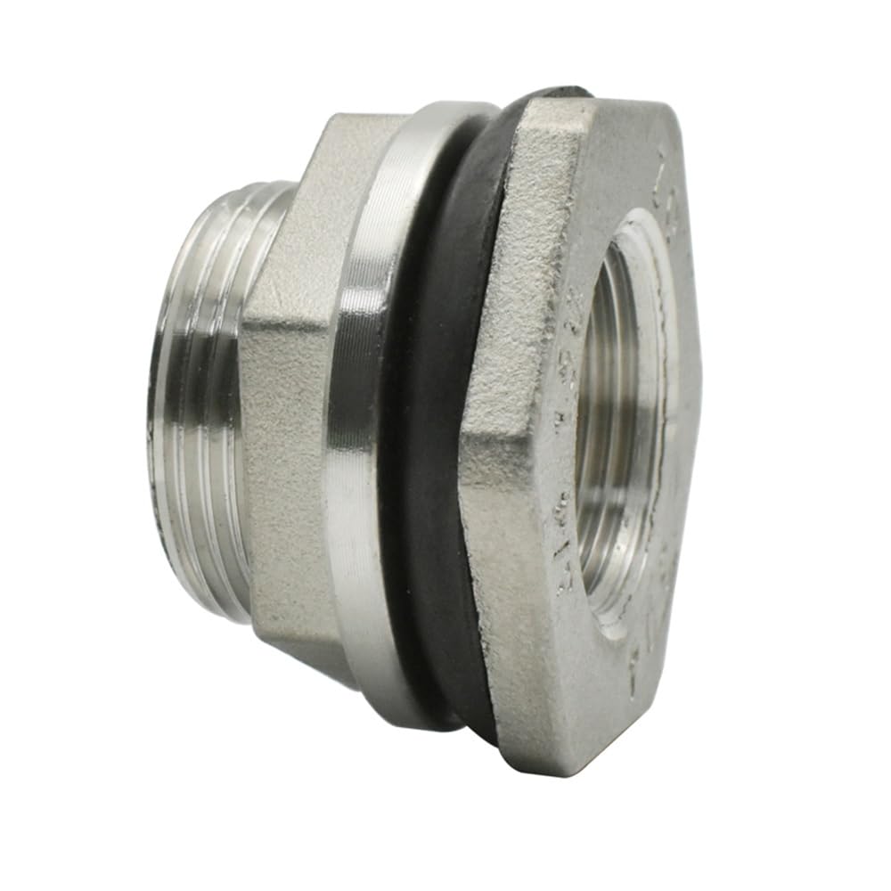 Acoplador De Conexión, 1/2 "3/4" 1 "1-1/4" 1-1/2 "2" BSP Rosca Hembra Acoplador De Conexión De Tubería De Acero Inoxidable 304 Orificio De Drenaje del Tanque De Agua Plateado(DN25)