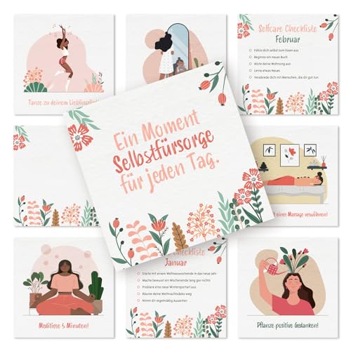 Logbuch-Verlag Geschenk für Frauen 38 Selbstfürsorge Karten Selbstliebe Achtsamkeit Motivation Selfcare Set zum Geburtstag & Valentinstag 10 x 10 cm