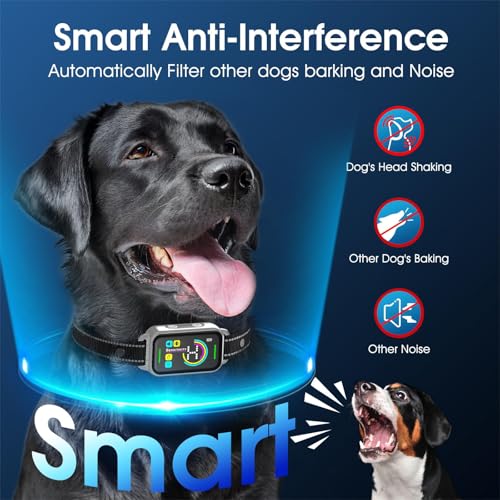 Image of DINJOO Bark Collar, Dog Collar for Large Medium Small Dogs,Smart Barking Collar,Rechargeable Anti Barking Training Collar with 8 Adjustable Sensitivity,Bark Collar with Beep (Grey)