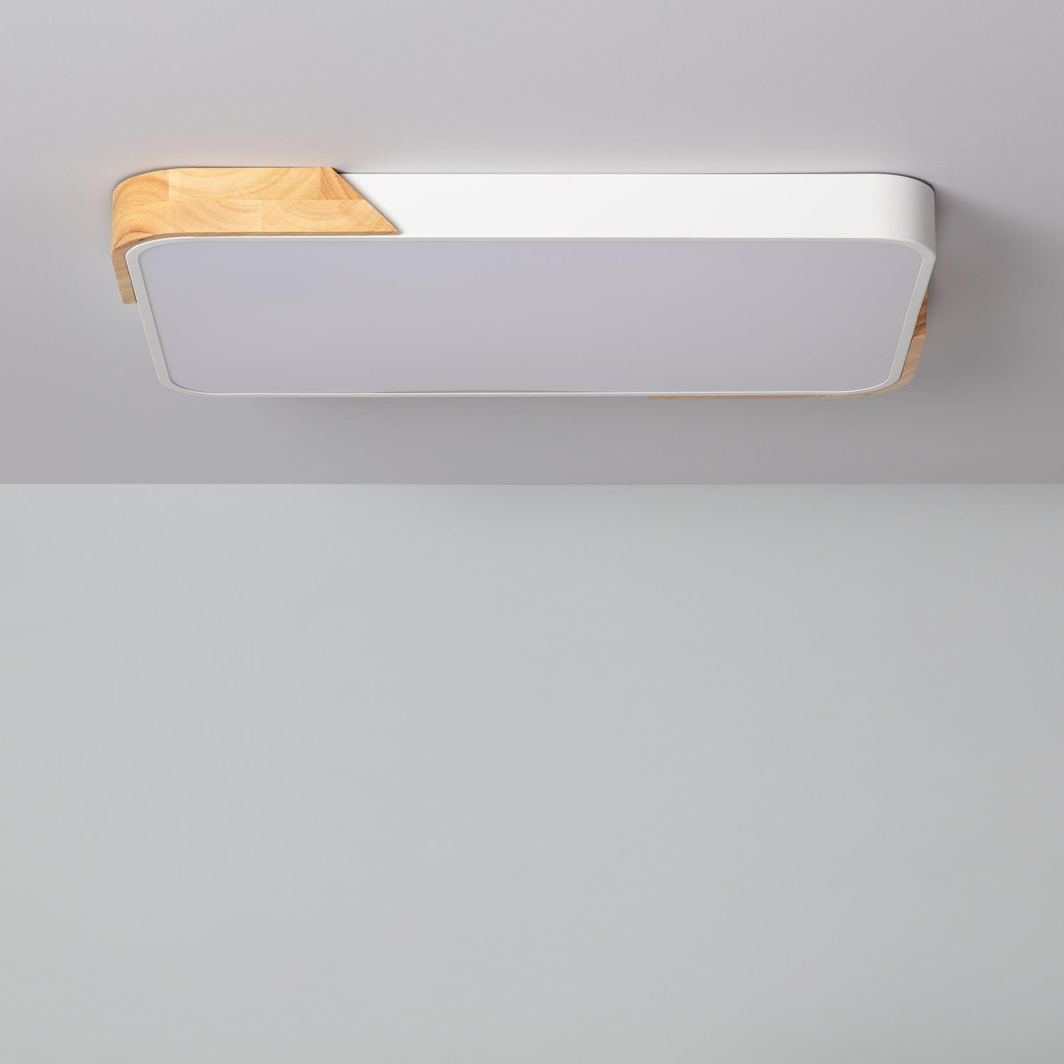 LEDKIA LIGHTING - Plafonnier LED Rectangulaire CCT Sélectionnable | 30W Éclairage Efficace | 2400 lm Instantané | Normes CE & RoHS | Bois et Métal, Blanc, 50x625x425 mm
