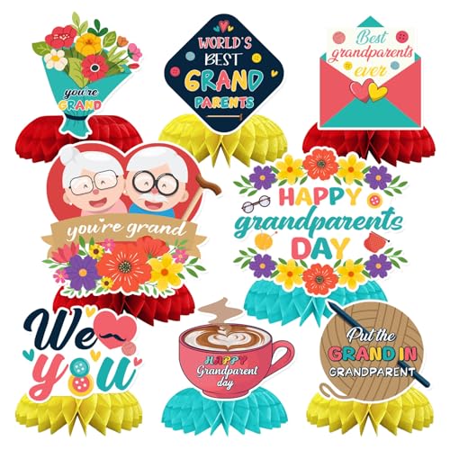 JULMELON 8 Pcs Grandparents Day Decorations 3D Honeycomb Centerpieces