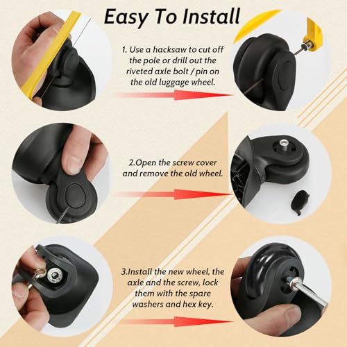 Replacement Luggage Wheels 68x24mm Suitcase Wheels Repair Repair Set Wear-Resistant Trolley Casters for Trolley Bag, Inline Skate and Caster Board4