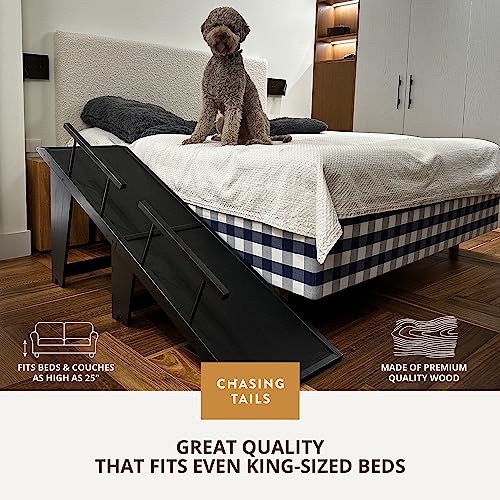 25In Dog Ramp for High Beds | Sturdy Ramp for Dogs to Get on Bed with High Rails and 200lbs Capacity - Non-Slip Surface and Adjustable Design, Perfect for Pets Rampa para Perros