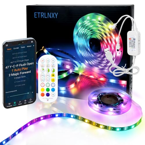 RGBIC LED-strip 4 meter, Ingebouwde IC LED Dreamcolor Chasing Effect bestuurbaar met app en afstandsbediening, LED-tv-achtergrondverlichting Synchroniseren met Muziek, USB, voor pc, decoratie, feest