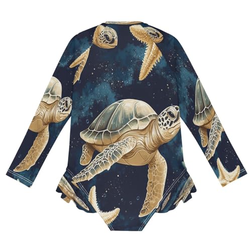 QUGRL Girls Rash Guard Bathing Suit Long Sleeve One Piece Swimsuits UPF 50+ Toddler Kids Zipper Swimwear 3-12 Years2