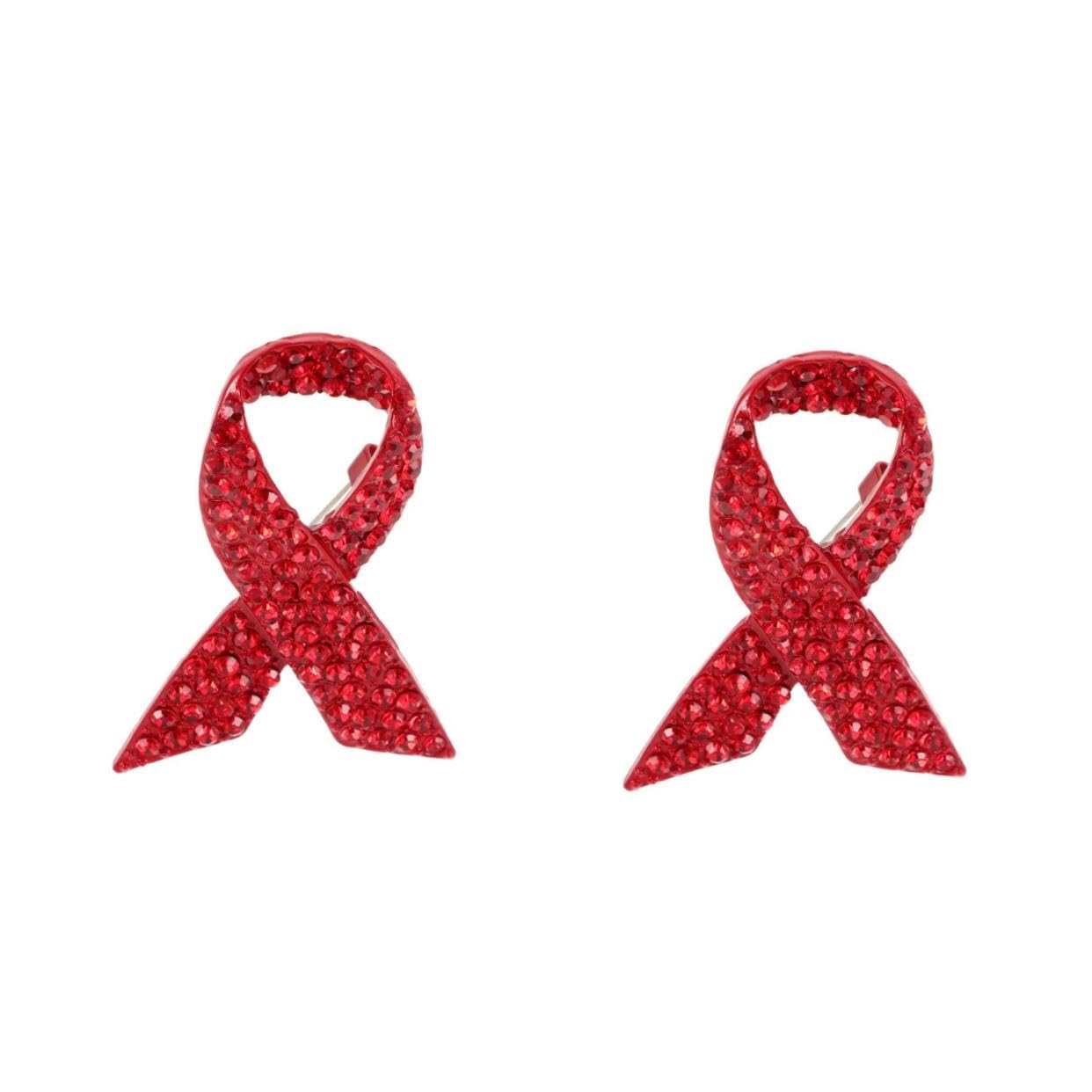 Broche ruban rouge anti-chute avec épingle robuste en strass pour fixer sur vos vêtements - 8