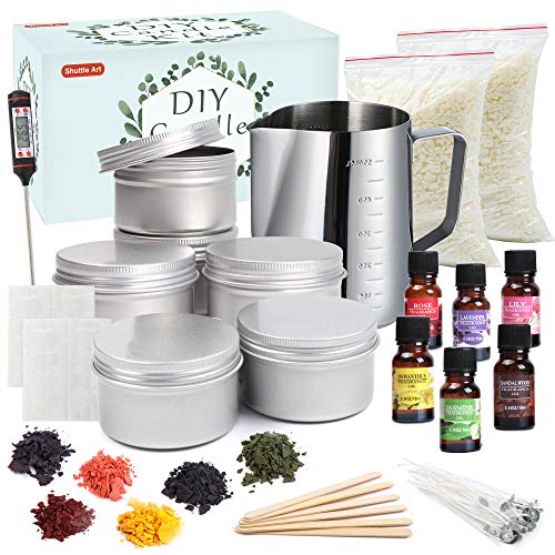 Candle Making Kit, Shuttle Art DIY Candle Making Supplies with Candle Jars, Soy Wax, Candle Wicks, Color Dyes, Fragrance Oil and Capacity Pot, Candle Making Arts and Crafts for Adults and Beginners Candle Making Kit, Shuttle Art DIY Candle Making Supplies with Candle Jars, Soy Wax, Candle Wicks, Color Dyes, Fragrance Oil and Capacity Pot, Candle Making Arts and Crafts for Adults and Beginners