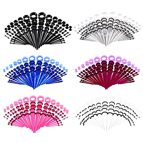 Generic 50 Peças de Plugues de Acrílico 14g- Túneis de Silicone, Preto