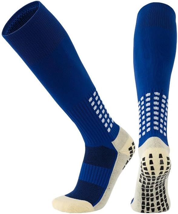 Football Socks with Adhesive Anti Slip Thickened Knee High Sports for Circulation, Athletic Recovery & Travel