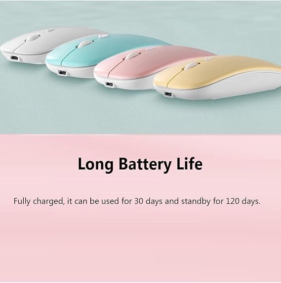 Şarj Edilebilir Tüm Cihazlara Uyumlu Sessiz Hızlı 2,4+5.0 Kablosuz Mouse (Mavi)