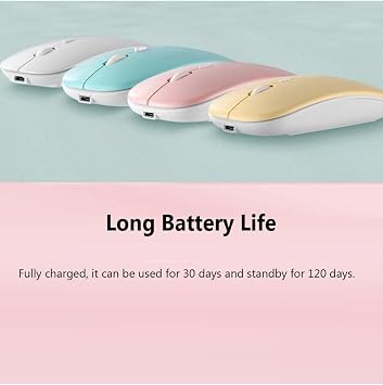 Şarj Edilebilir Tüm Cihazlara Uyumlu Sessiz Hızlı 2,4+5.0 Kablosuz Mouse (Mavi)