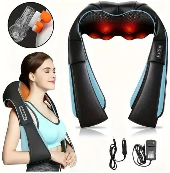 Miniatura 7 de Shiatsu Masajeador de cuello y espalda con calor, almohada de masaje de tejido profundo 4D para aliviar el dolor, relajación de hombros y músculos,