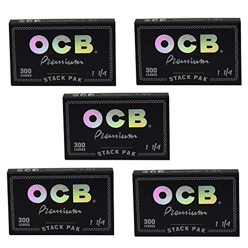 Ocb Premium Rolling Papers 1 1/4 Stack Pack - 5 Packs Of 300 Leaves - 1500 Leaves Total! #TOP26