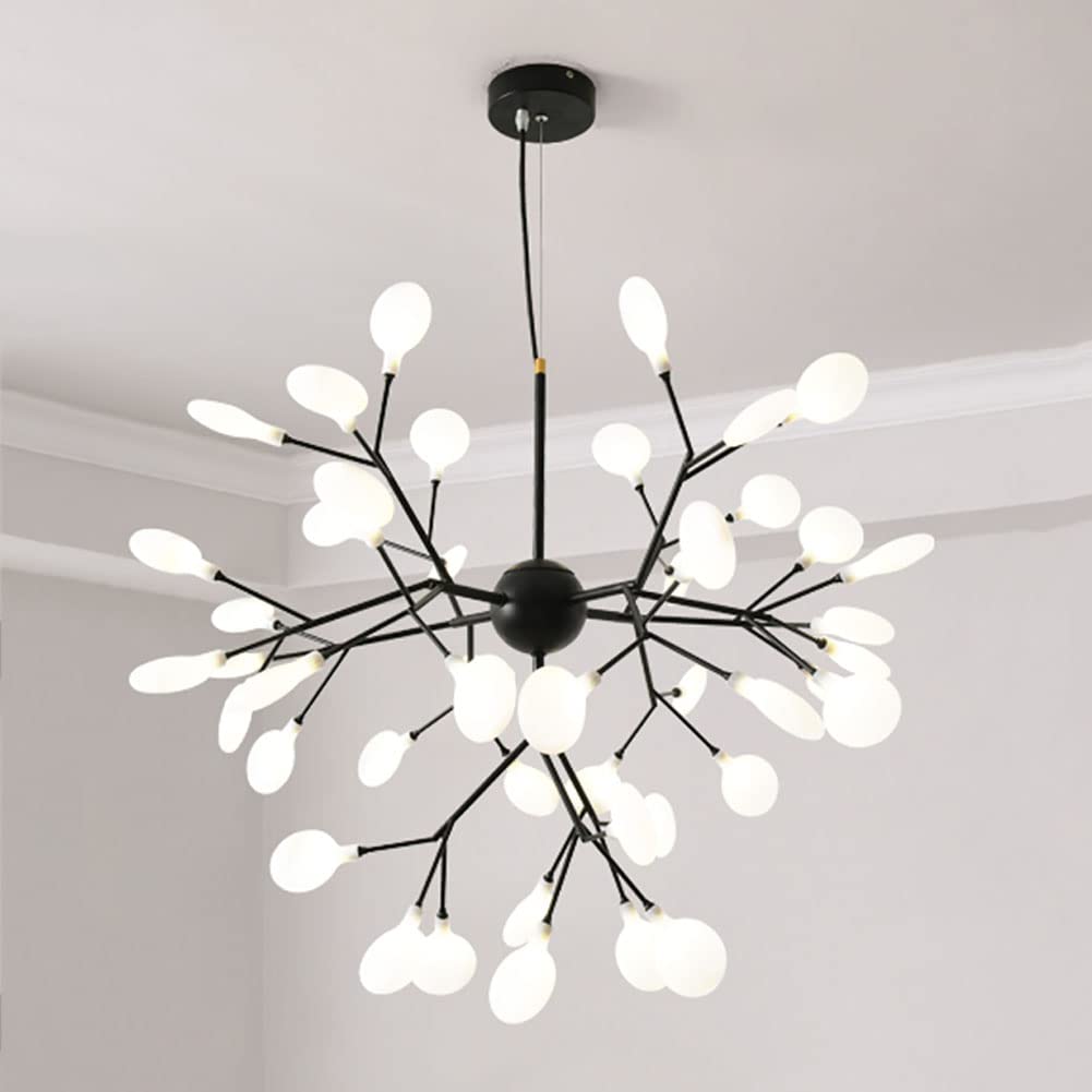Lustre Firefly 27 lumières luminaire moderne Spoutnik noir abat-jour acrylique