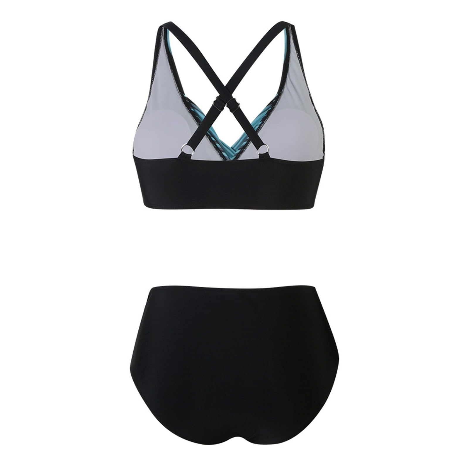 Maillot De Bain Femme 2 Pieces Push Up Rembourré Gainant Taille Haute Ventre Plat Bikini Maillots Deux Pièces Haut Crochet Mayo Brassiere Amincissant Sexy Swimwear Vintage Halter Col V Sexy Beachwear
