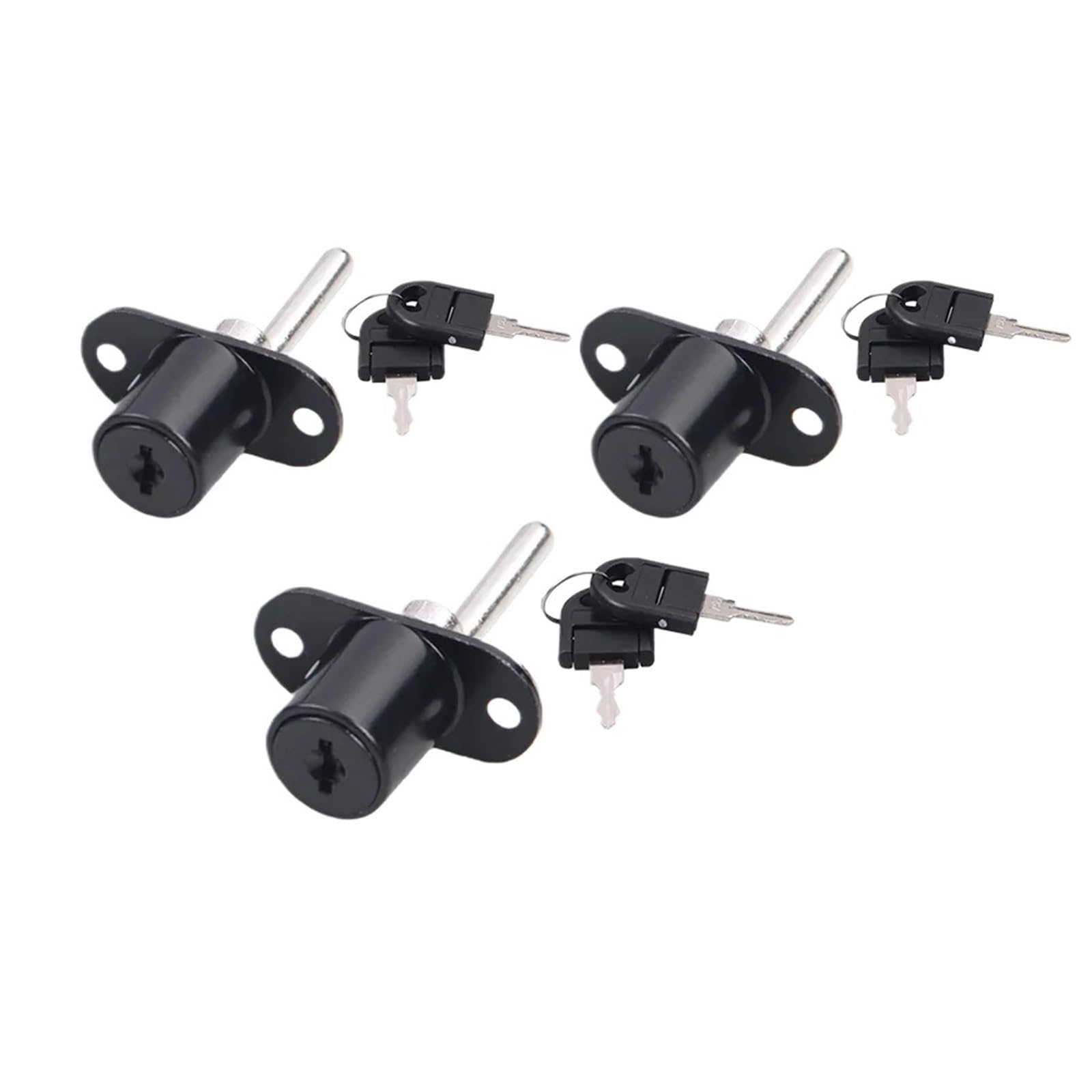 Ladfrtyu Black 19Mm 3Pcs Drawer Lock Cylinder Cam Cylinder Triple Lock Office File Desk Cabinet Drawer Front Furniture Hardware Zinc Alloy Safety 16Mm/19Mm(Black 19Mm 3Pcs)